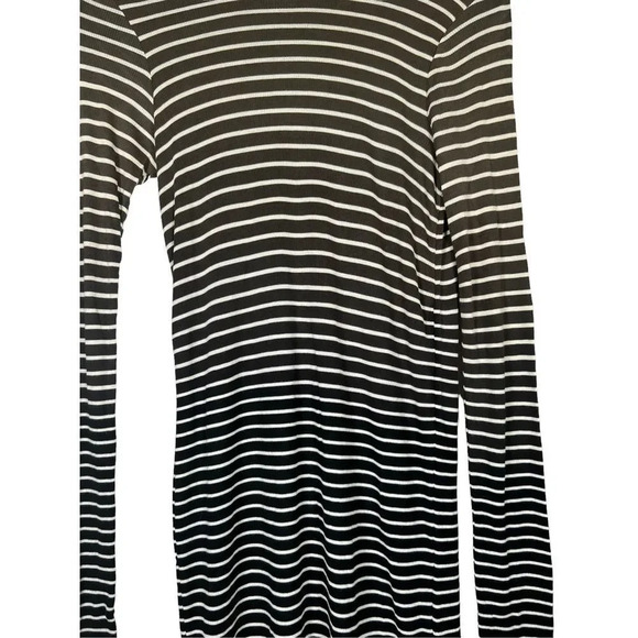 NWT ATM Dip Dye Stripe Dress Black Combo Knit Ribbed Size Small - Picture 3 of 9